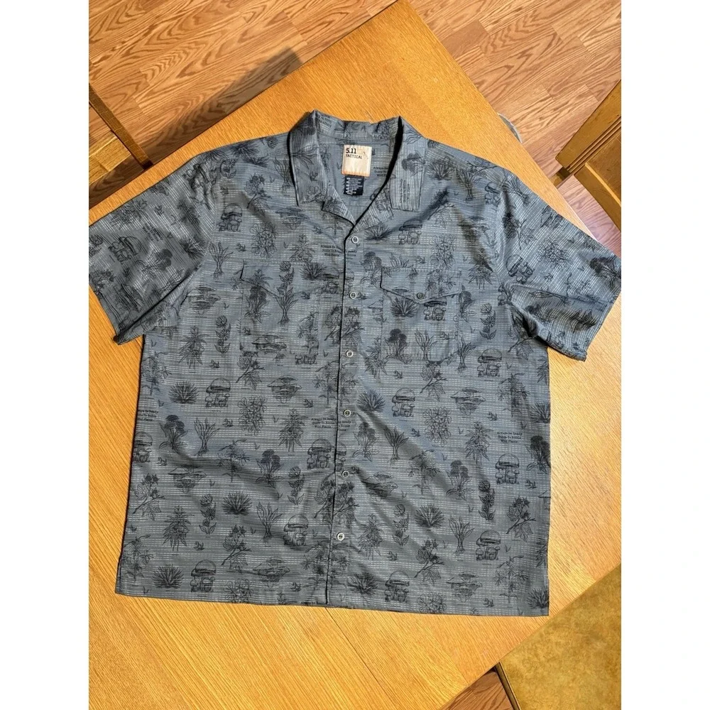 5.11 Tactical Shirt 2XL Blue Edible Plant AOP Snap Western Outdoor Utility - Picture 2 of 10